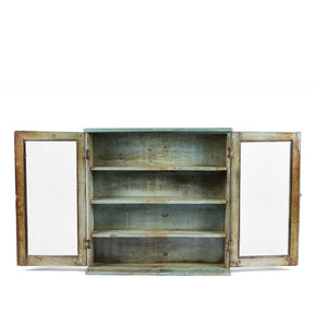 Painted Teak Glazed Wall Cabinet From India - Ca 1930