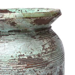 Vintage Indian Neem Wood Pot From Kulu - 1950's