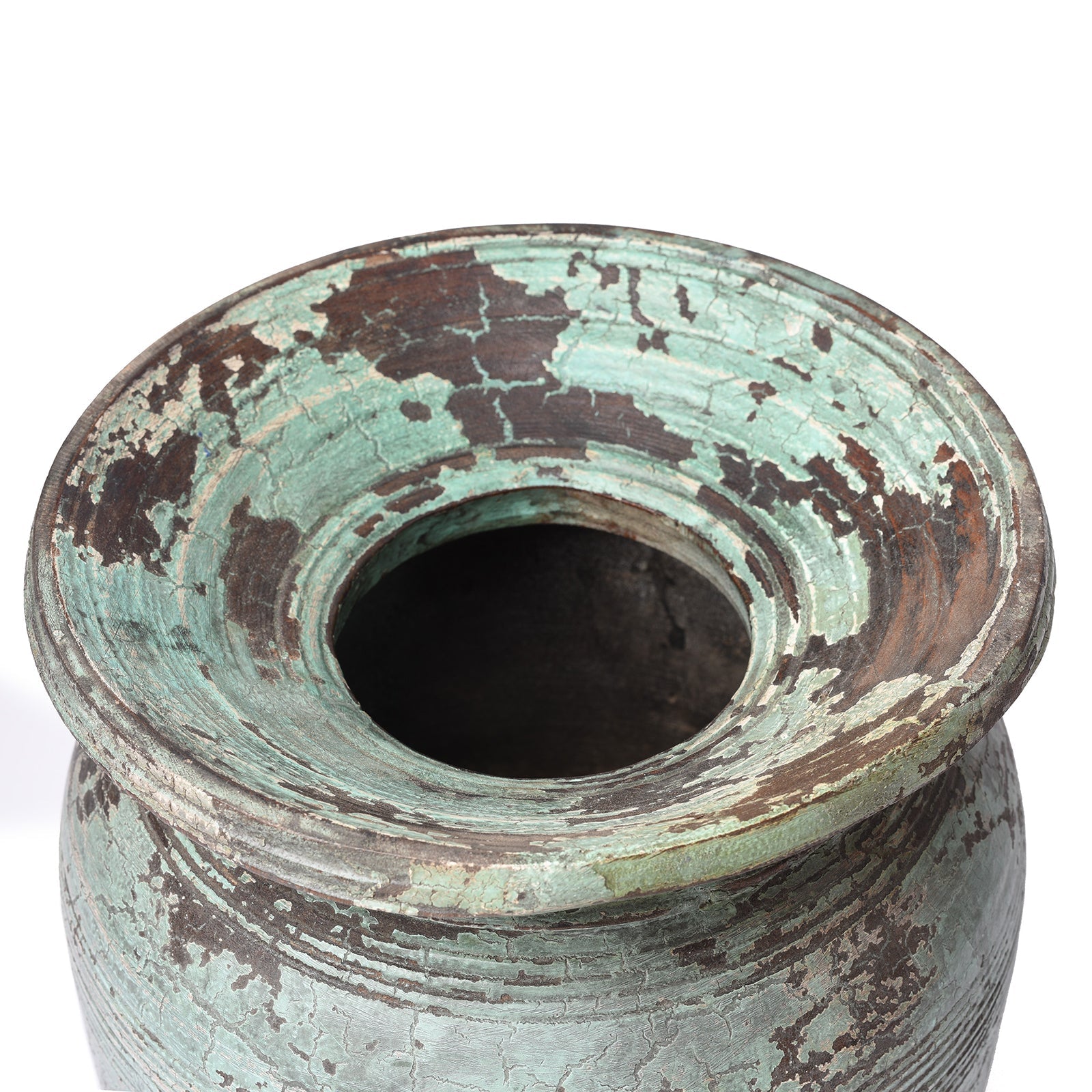 Vintage Indian Neem Wood Pot From Kulu - 1950's