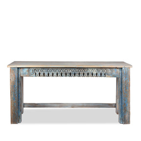 Blue Painted Console Table Made from Reclaimed Teak