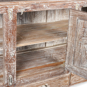 Carved Teak Sideboard With Sunburst Panels - 19th Century