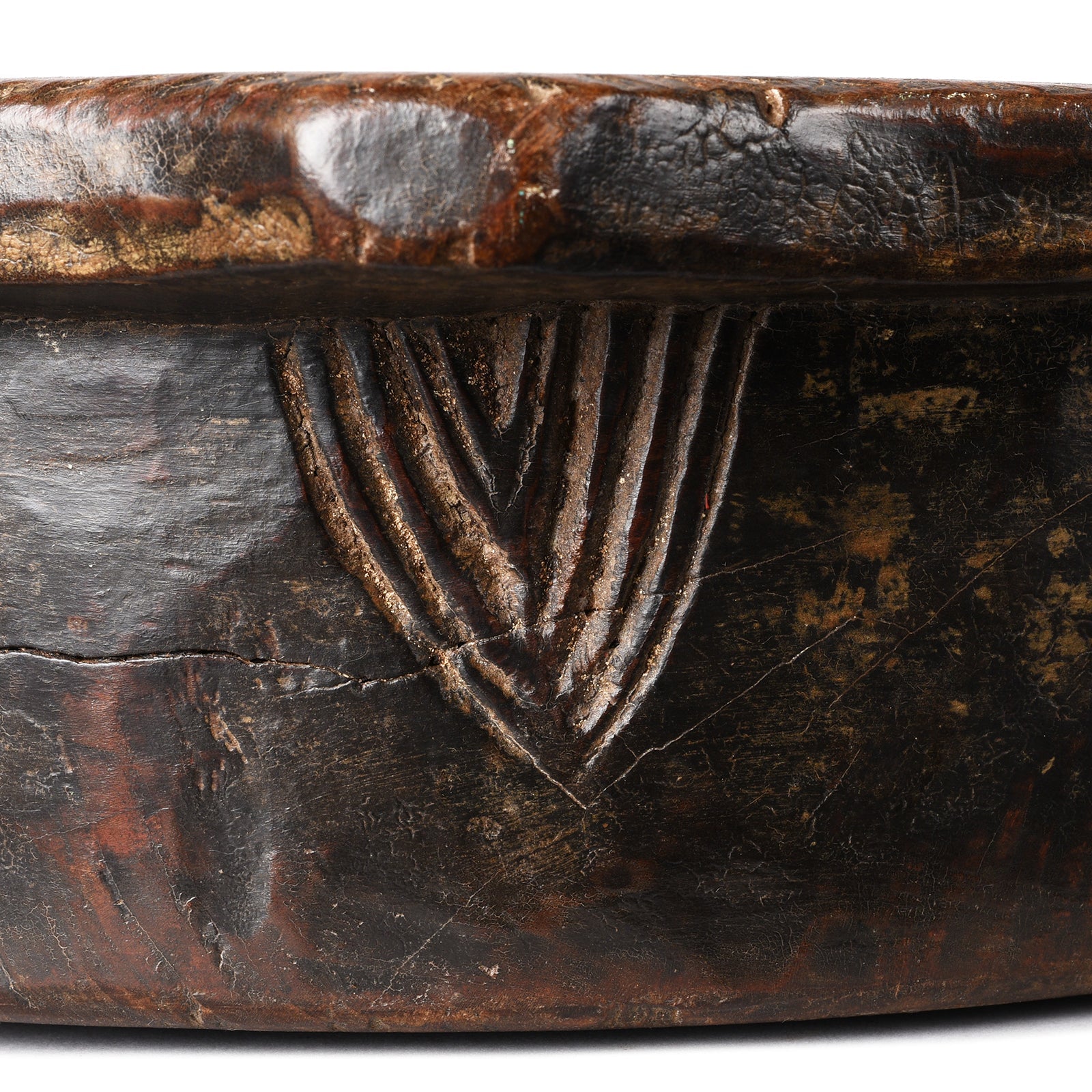 Carved Cedar Parath Bowl From Kullu - Ca 1920