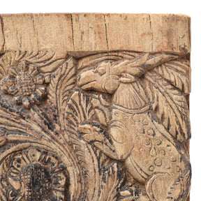 Carved Antelope & Squirrel Panel From A Ratha Yatra Chariot - 19thC