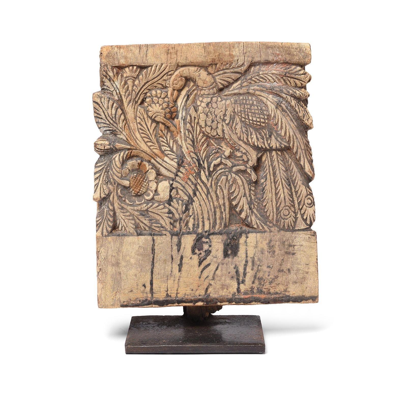 Carved Peacock Panel From A Ratha Yatra Chariot - 19thC