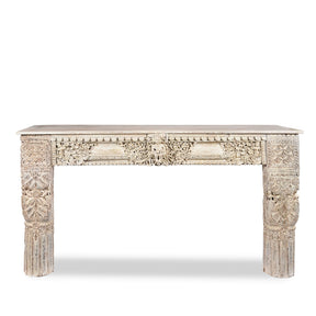 White Painted Console Table Made From Reclaimed Teak