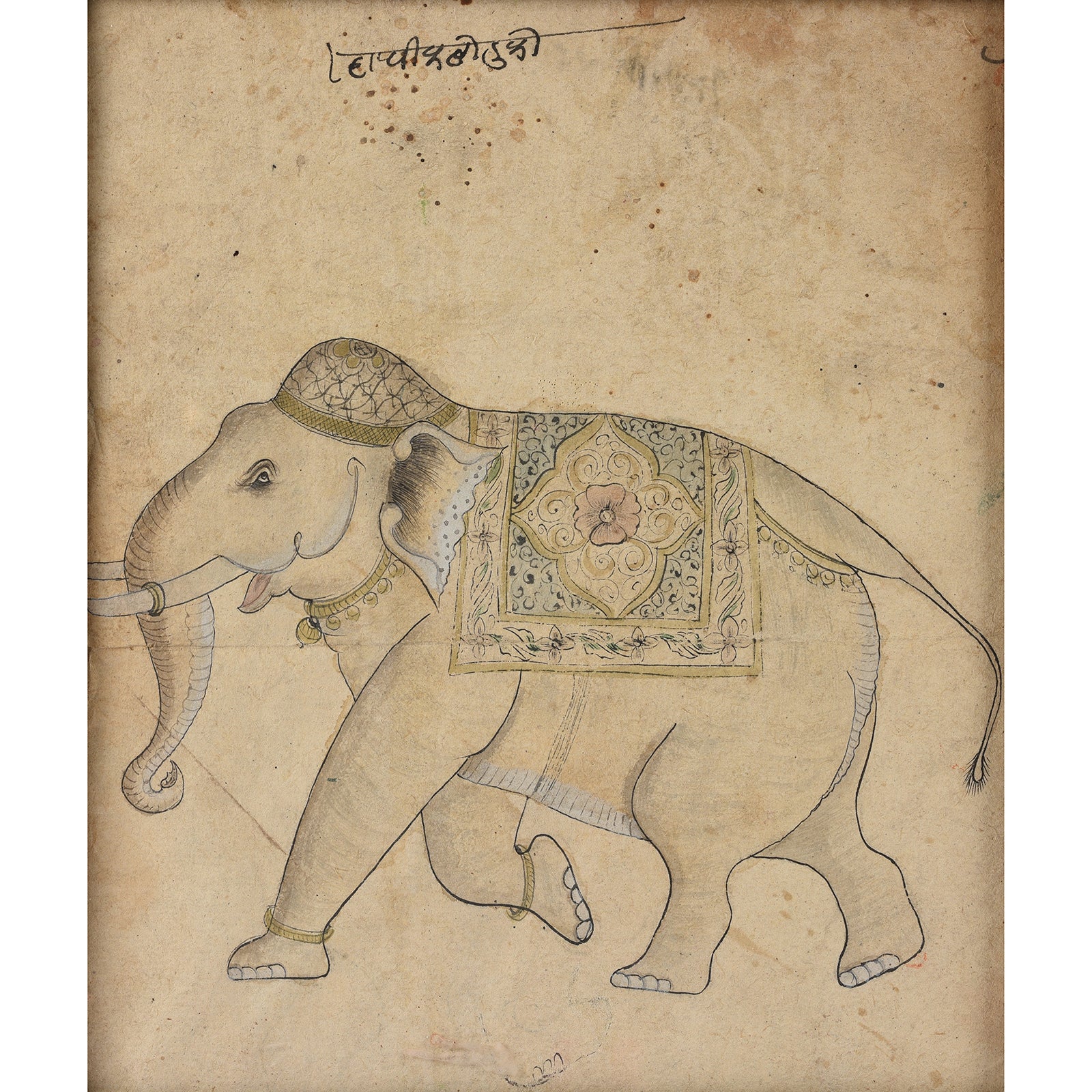 Framed Rajasthani Portrait of an Elephant - 19th Century
