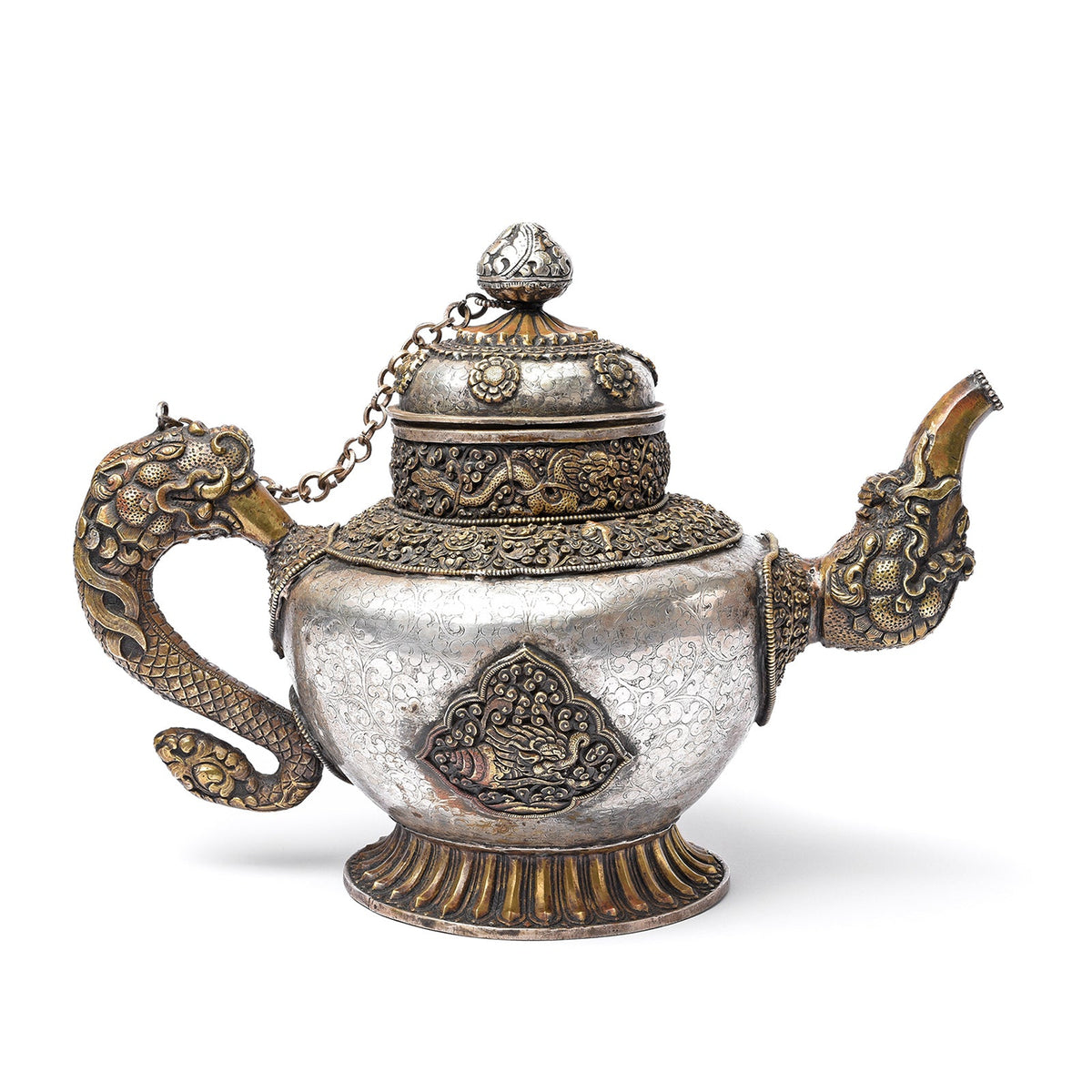 Vintage Silver Plated Tibetan Teapot - 1970's