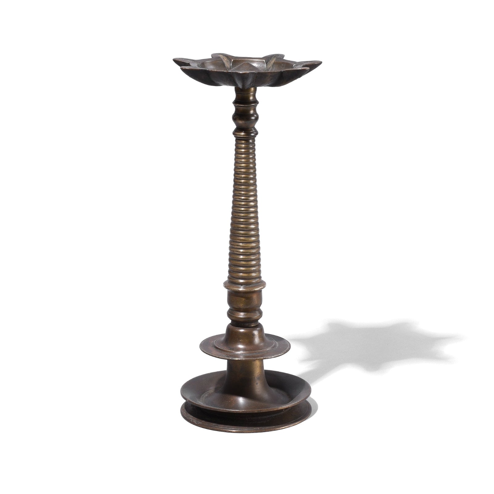 Brass Oil Lamp From The Deccan - 19th Century