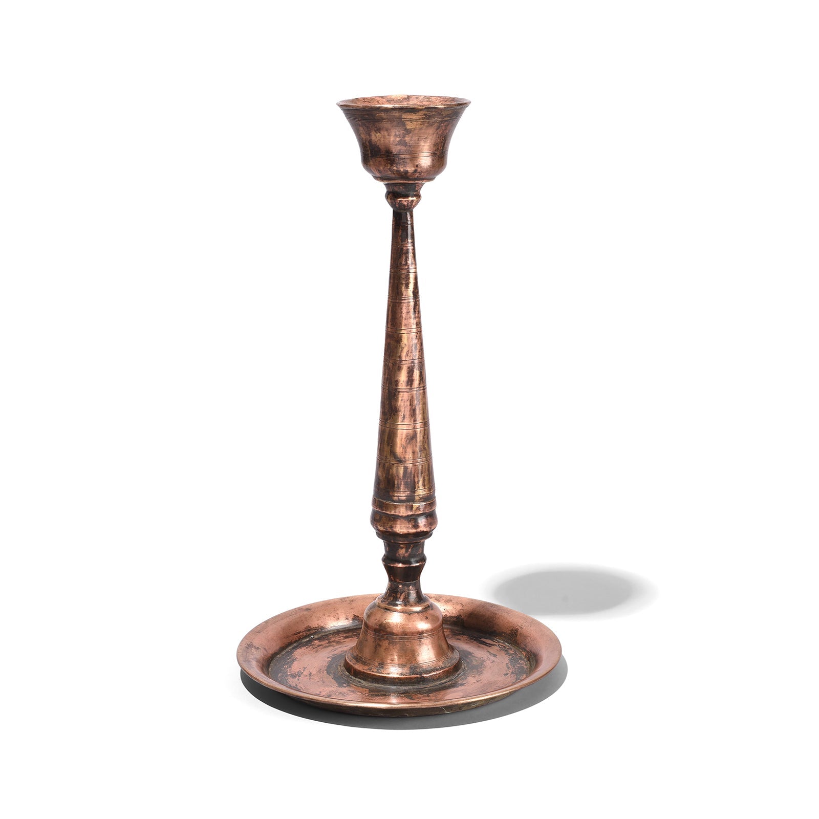 Brass Candlestick From Rajasthan - 19th Century