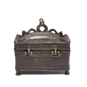 Brass Dhokra Work Money Box From Orissa - 19thC