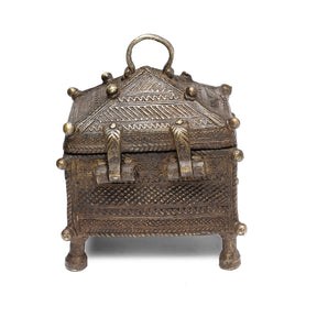 Brass Dhokra Work Money Box From Orissa - 19thC