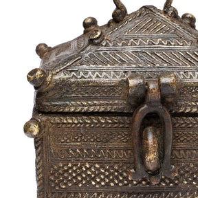 Brass Dhokra Work Money Box From Orissa - 19thC
