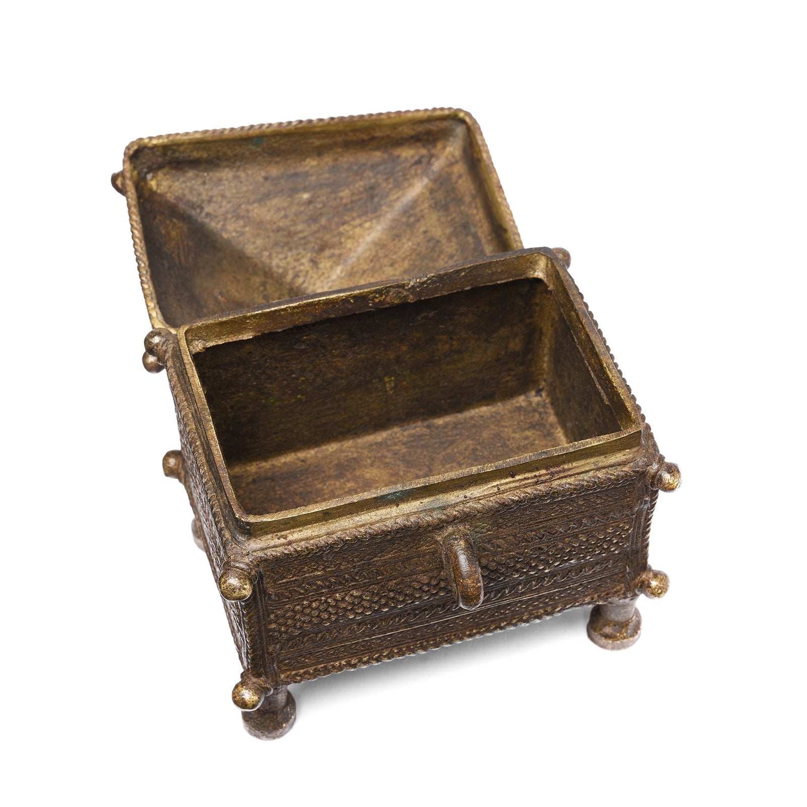 Brass Dhokra Work Money Box From Orissa - 19thC
