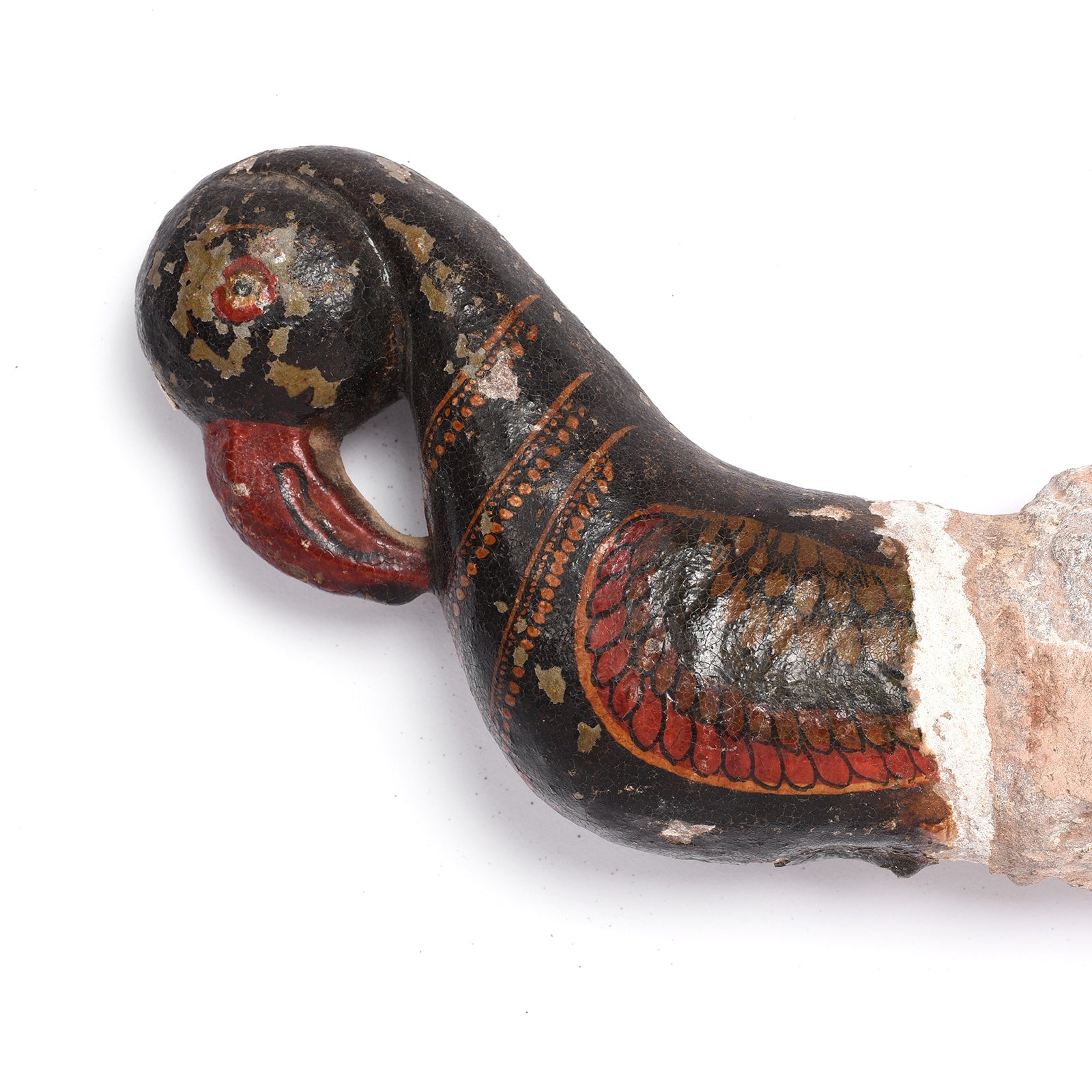 Painted Indian Stone Parrot Turban Hanger From Bikaner - 18th Century