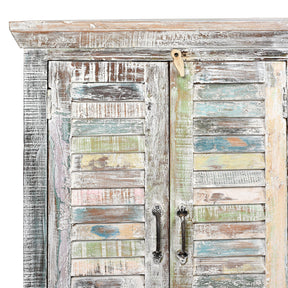 Reclaimed Teak Painted 6 Door Louvre Sideboard From India