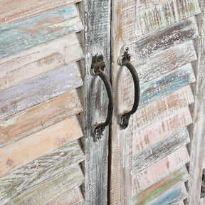 Reclaimed Teak Painted 6 Door Louvre Sideboard From India