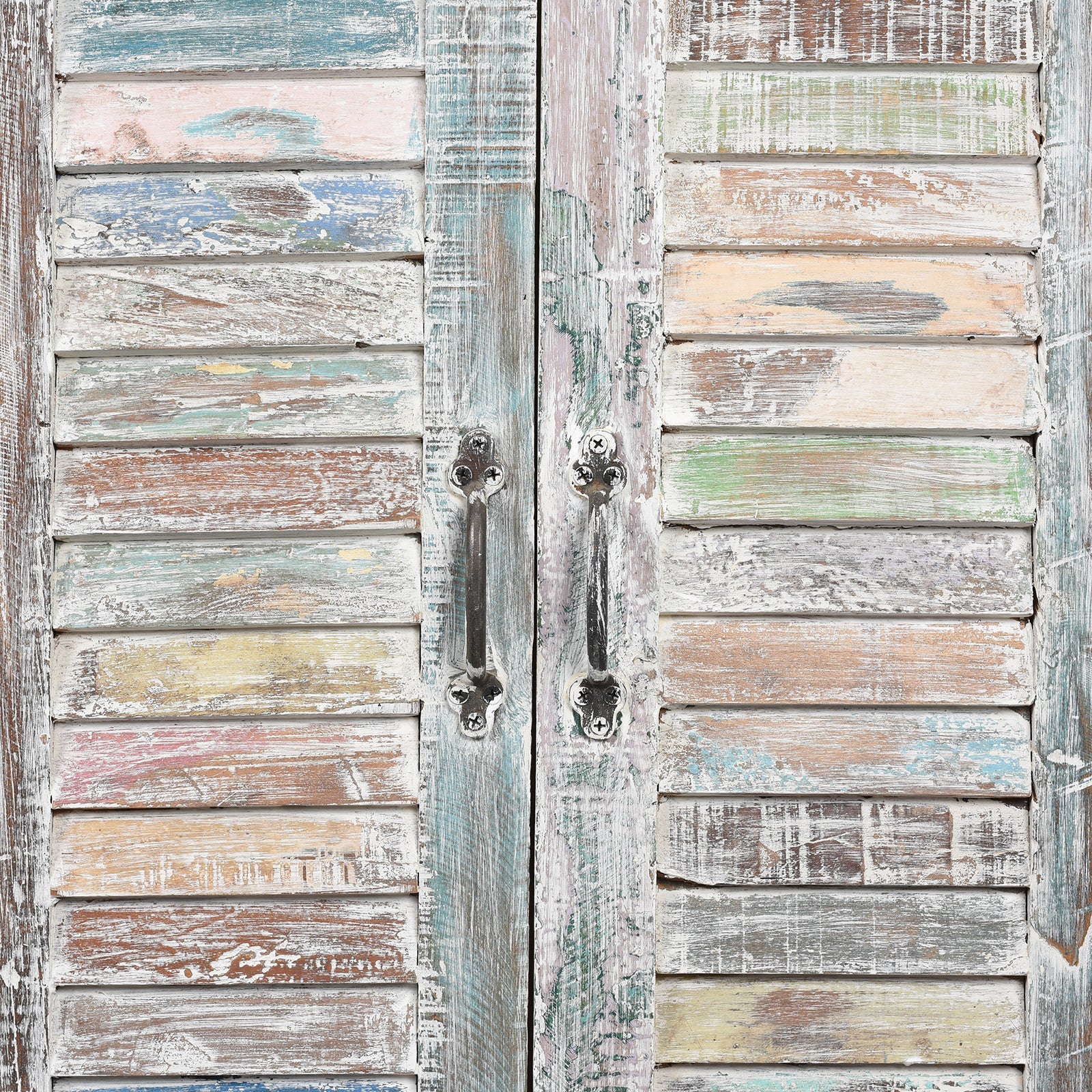 Reclaimed Teak Painted 6 Door Louvre Sideboard From India
