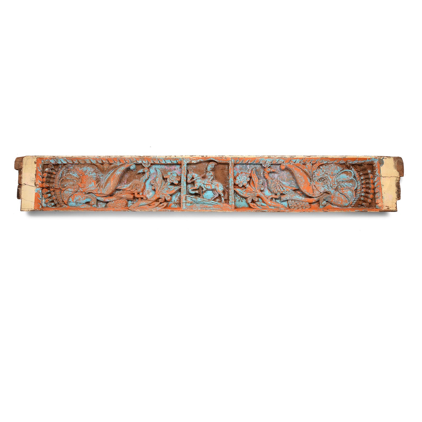 Carved Teak Lintel Panel From Madhya Pradesh - 19th Century