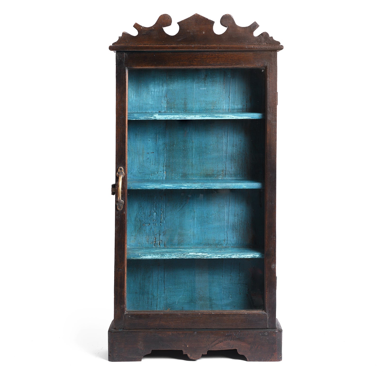 Painted Teak Glazed Wall Cabinet - Ca 1930