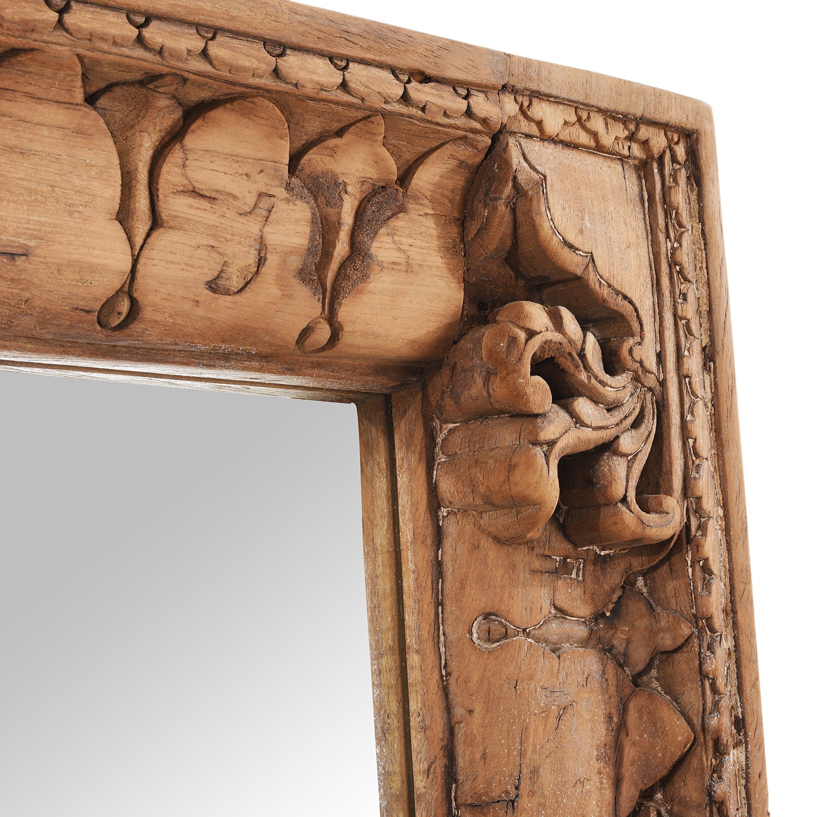 Indian Mirror Made From Reclaimed Teak - 19th Century