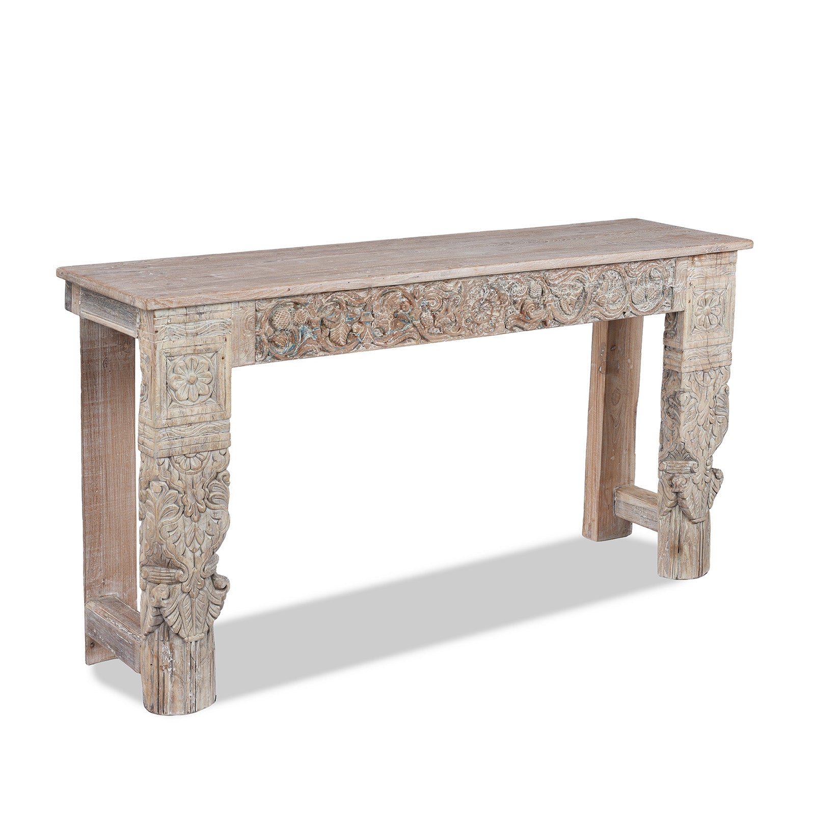 Reclaimed Teak Console Table With Painted Finish