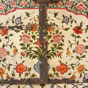 Chintz Painted Window Shutter From Bikaner - 18thC