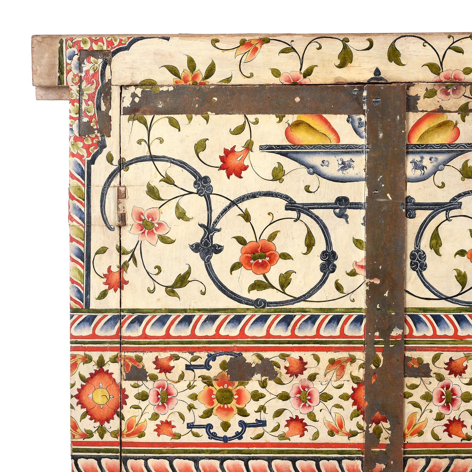Chintz Painted Window Shutter From Bikaner - 18thC