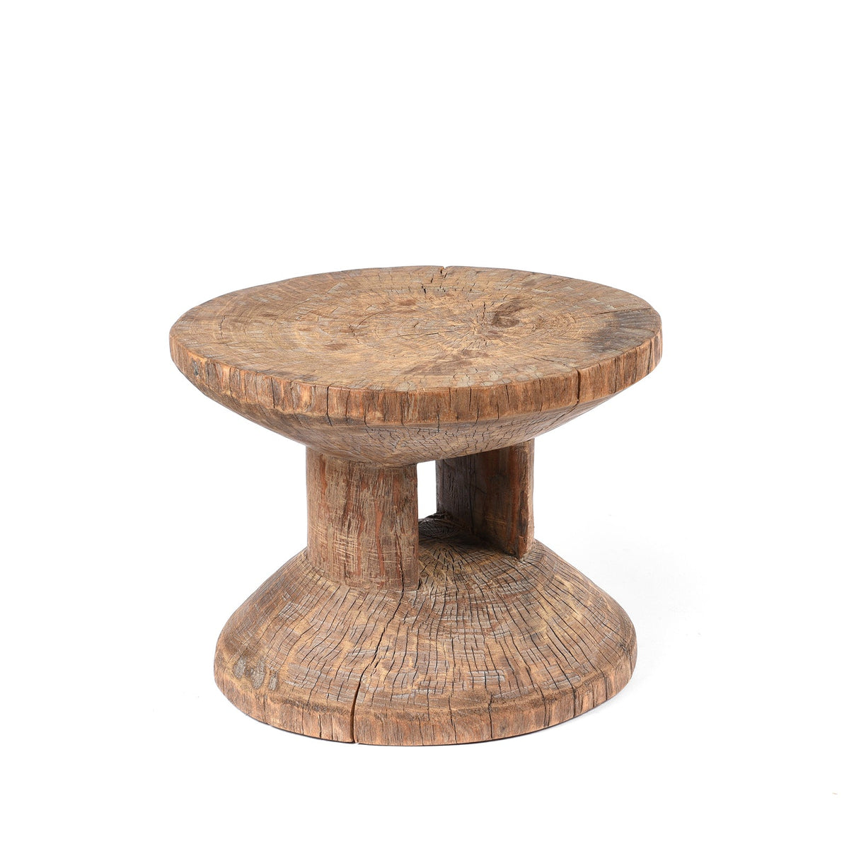Vintage Neem Wood Stool From Himachal - Circa 60 Yrs Old