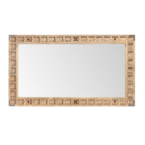 Rustic Bleached Wooden Mirror From Rajasthan