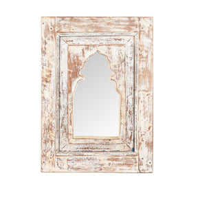 White Painted Mihrab Mirror Made From Old Teak