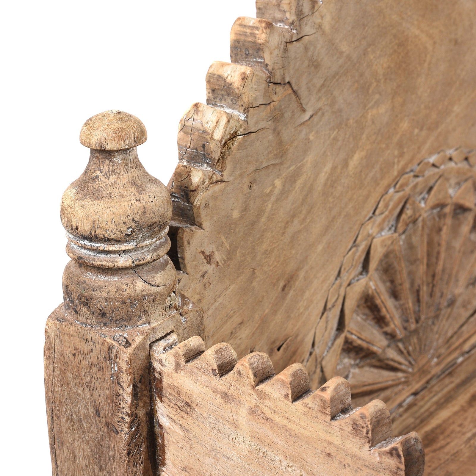 Vintage Teak Singhasan With Carved Horse Heads - Ca 1950's