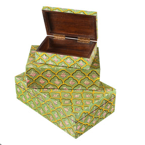 Hand Painted Rajasthani Keepsake Box - Mughal Green