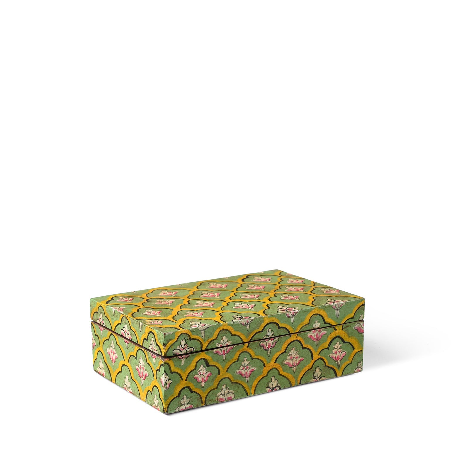 Hand Painted Rajasthani Keepsake Box - Mughal Green