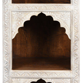 Limed Mango Wood Display Shelf From Rajasthan