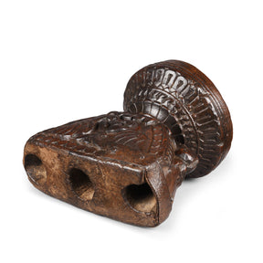 Carved Teak Seed Drill From Gujarat - Ca 1920