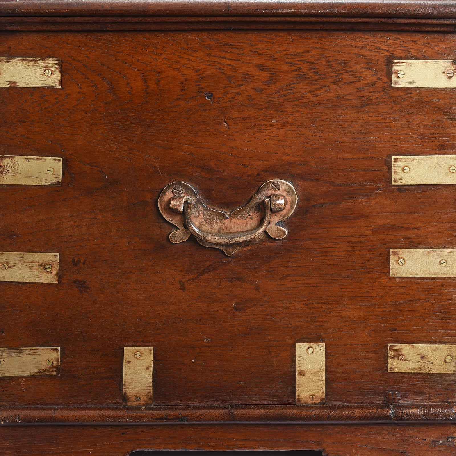 Brass Bound Teak Chest From Rajasthan - 19th Century