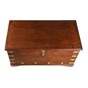 Brass Bound Teak Chest From Rajasthan - 19th Century