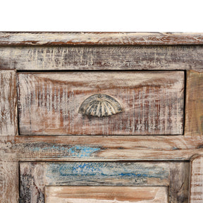 Painted 4 Door Louvre Sideboard Made From Reclaimed Teak