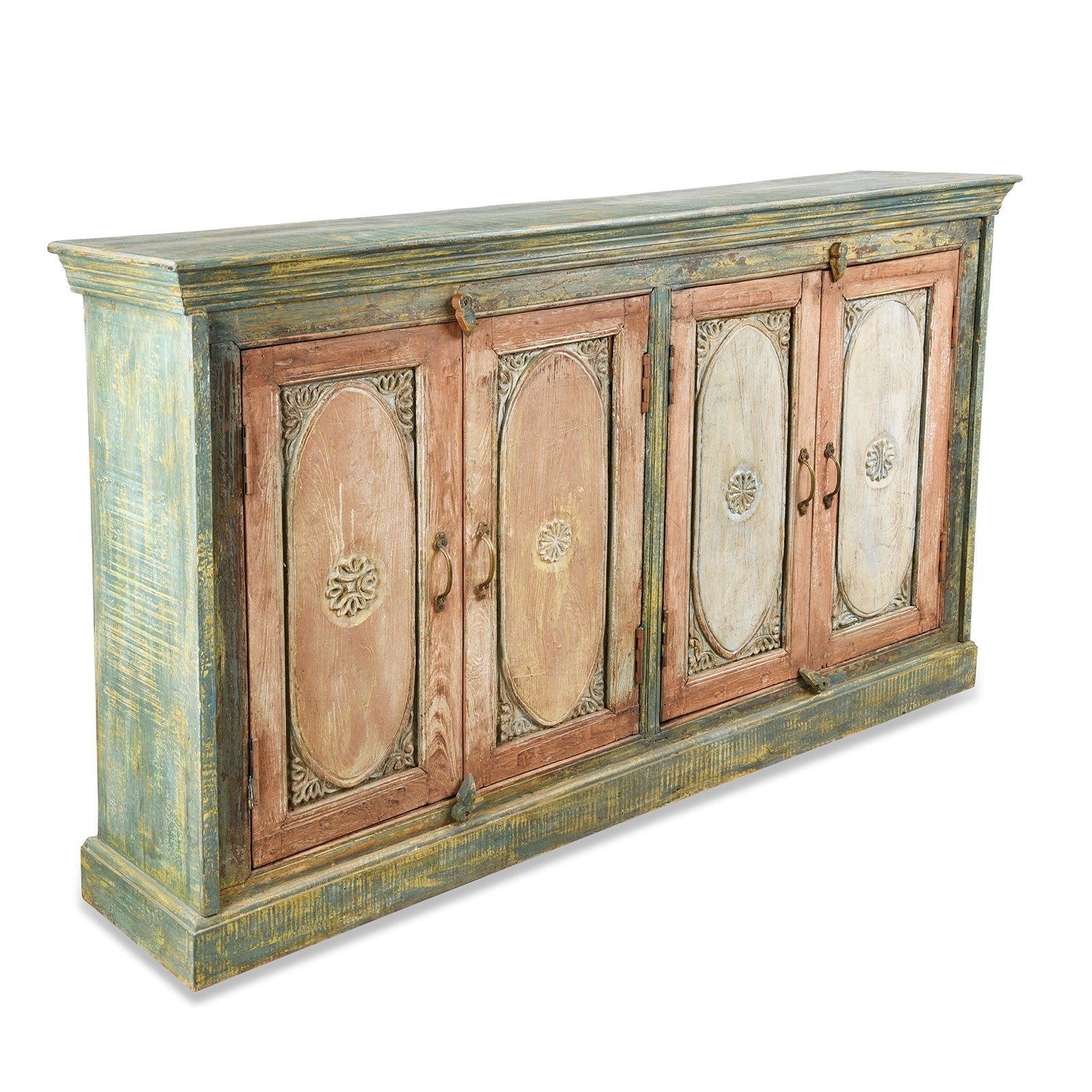 Pastel Painted  Sideboard Made From Reclaimed Teak