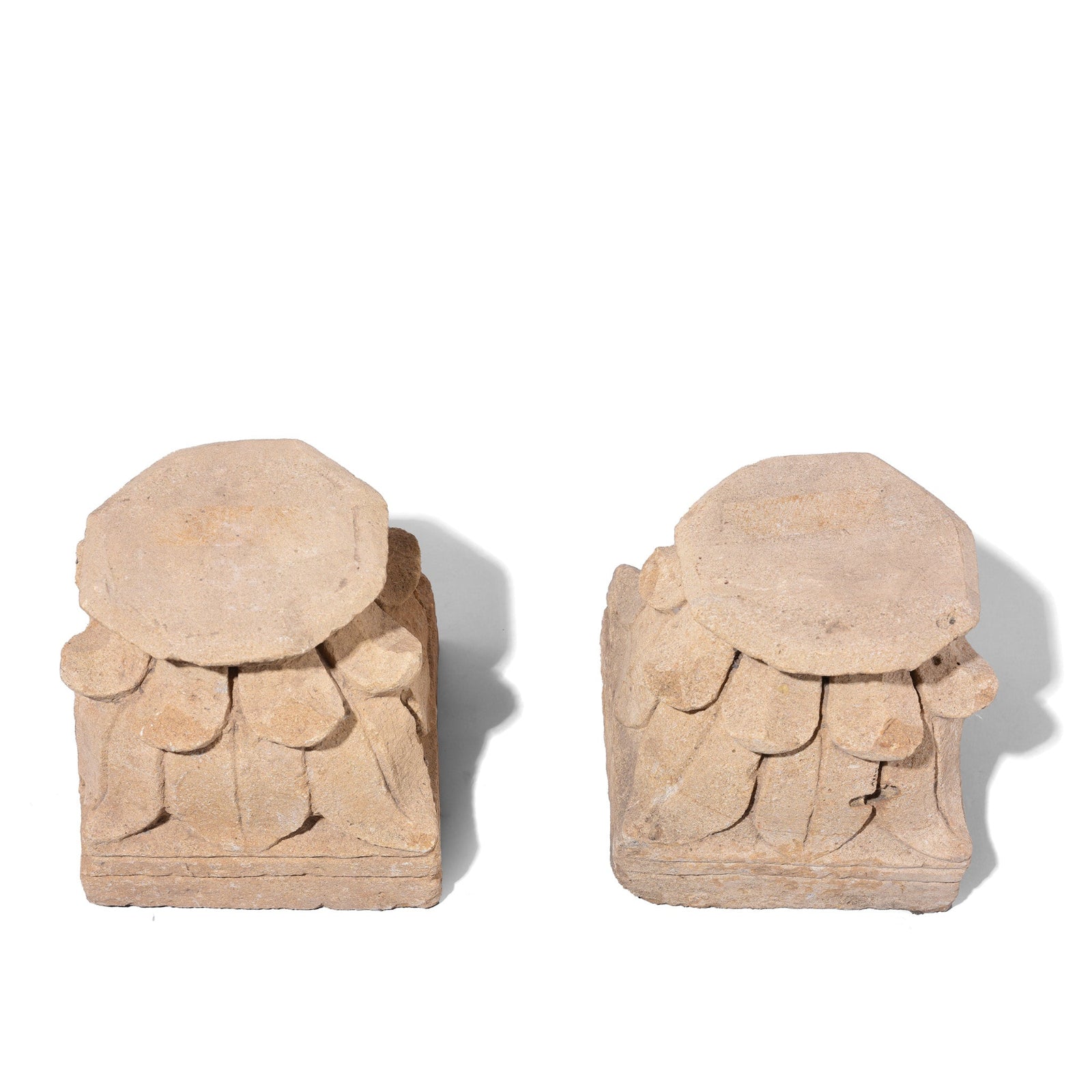 Carved Stone Bases From Jaisalmer - 19th Century