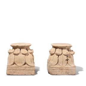 Carved Stone Bases From Jaisalmer - 19th Century