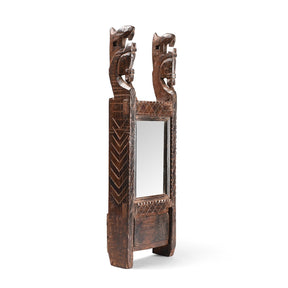Carved Teak Indian Tribal Mirror From Banswara - 19th Century