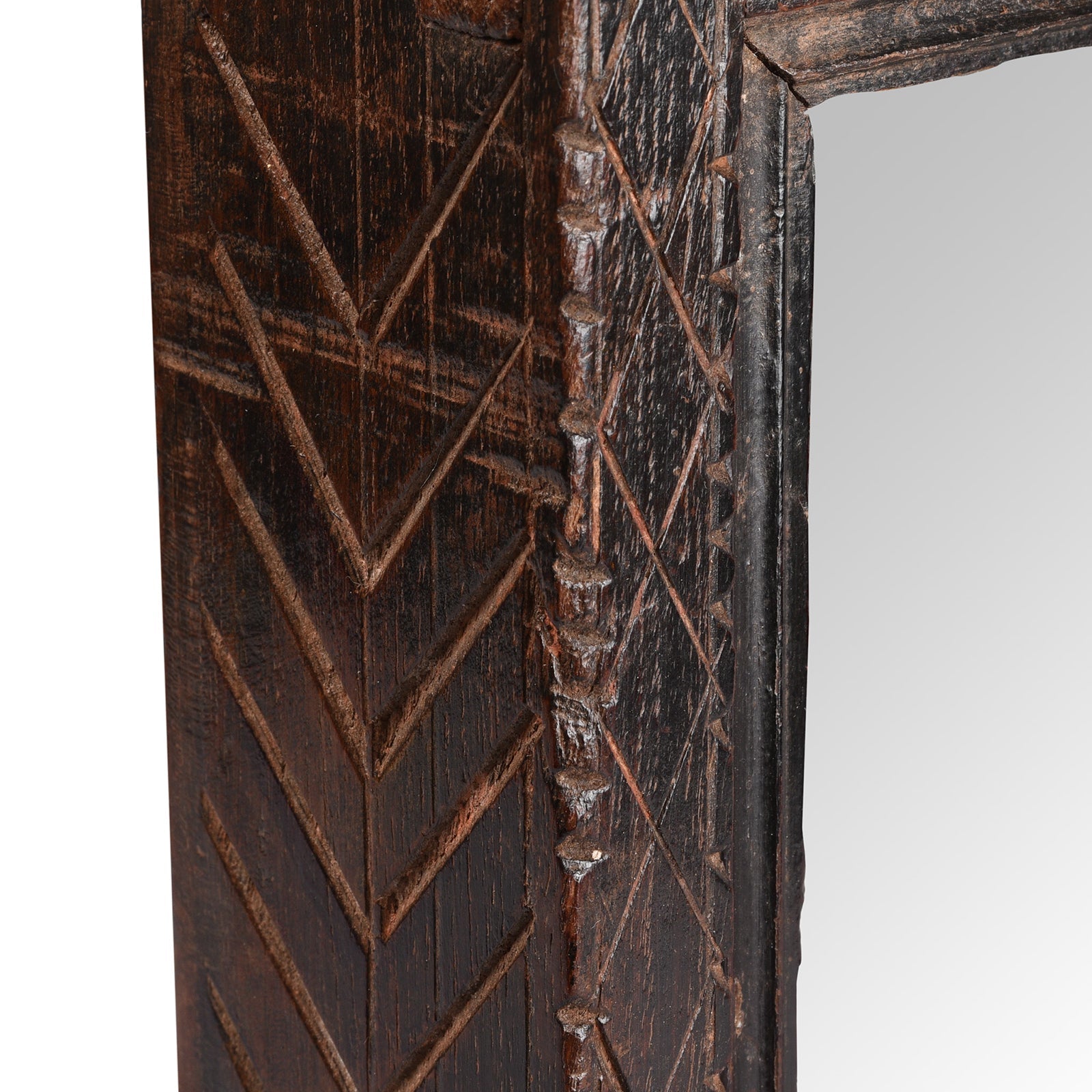 Carved Teak Indian Tribal Mirror From Banswara - 19th Century