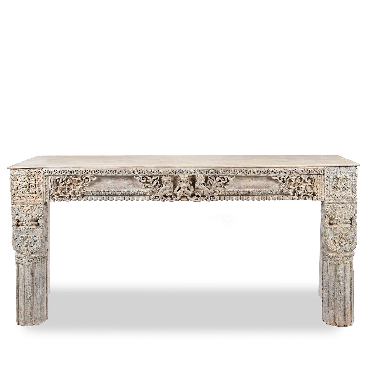 White Painted Console Table Made From Reclaimed Teak