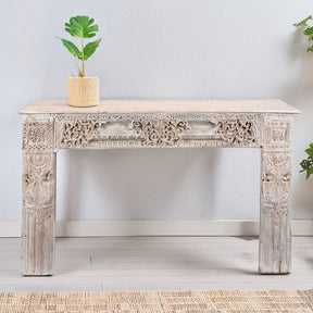 White Reclaimed Teak Console Table