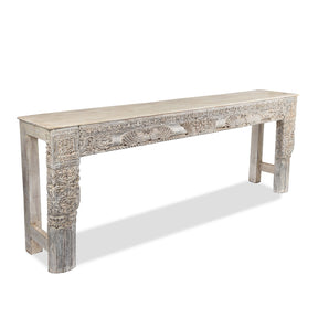 Large Painted Console Table Made From Reclaimed Teak