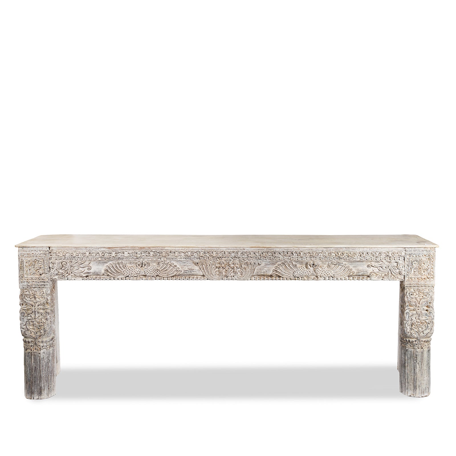Large Painted Console Table Made From Reclaimed Teak