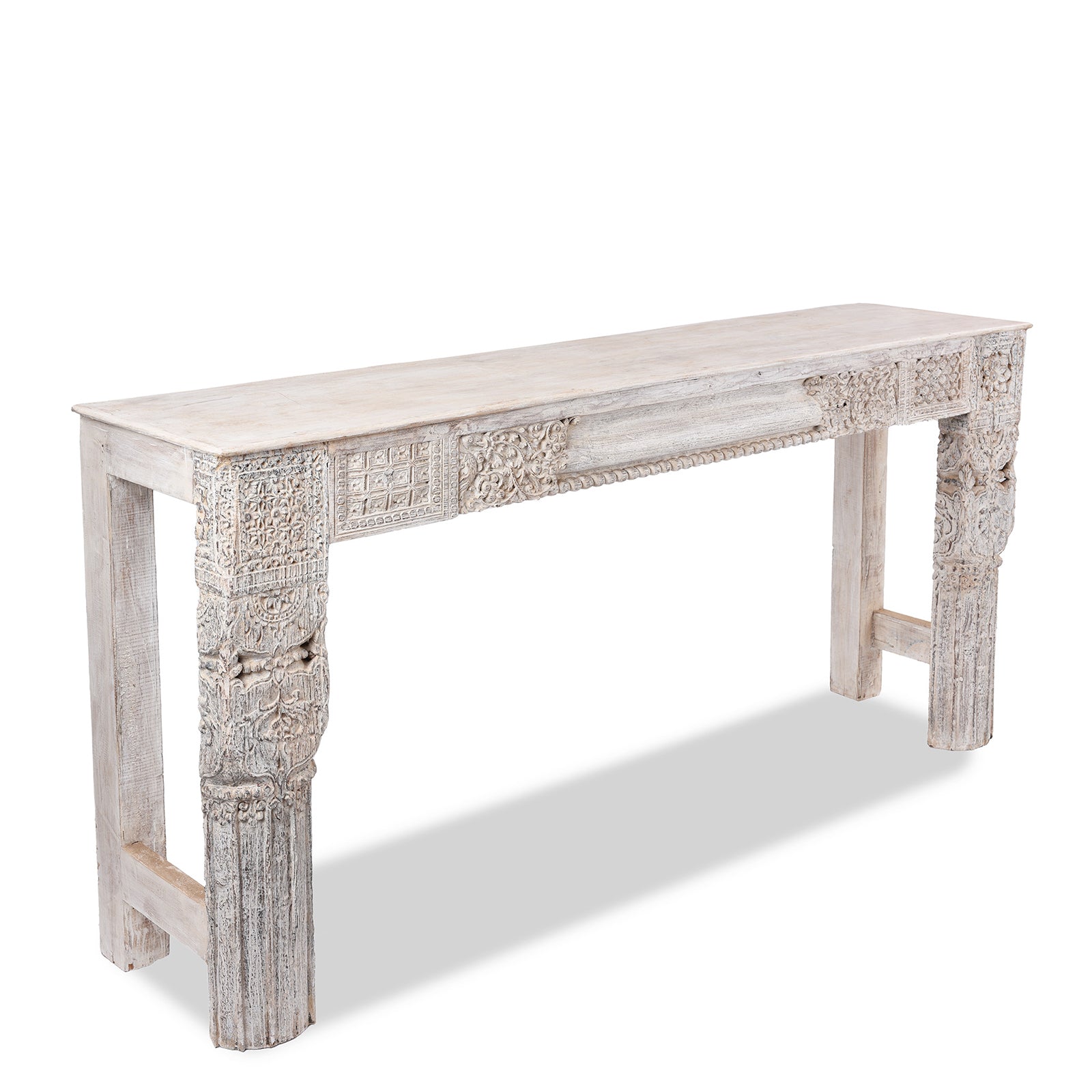 White Painted Console Table Made From Reclaimed Teak