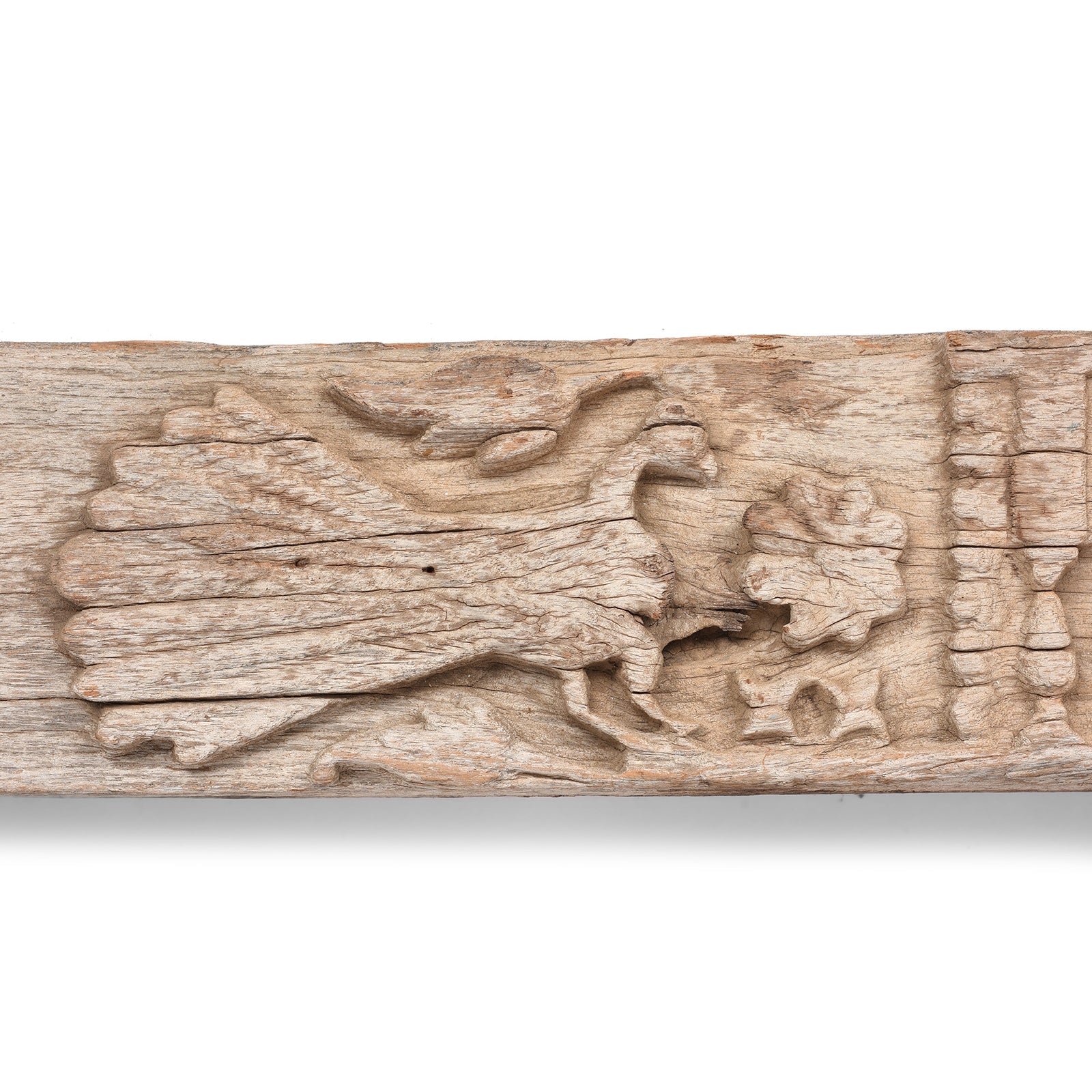 Carved Teak Lintel Panel From Kutch - 19th Century