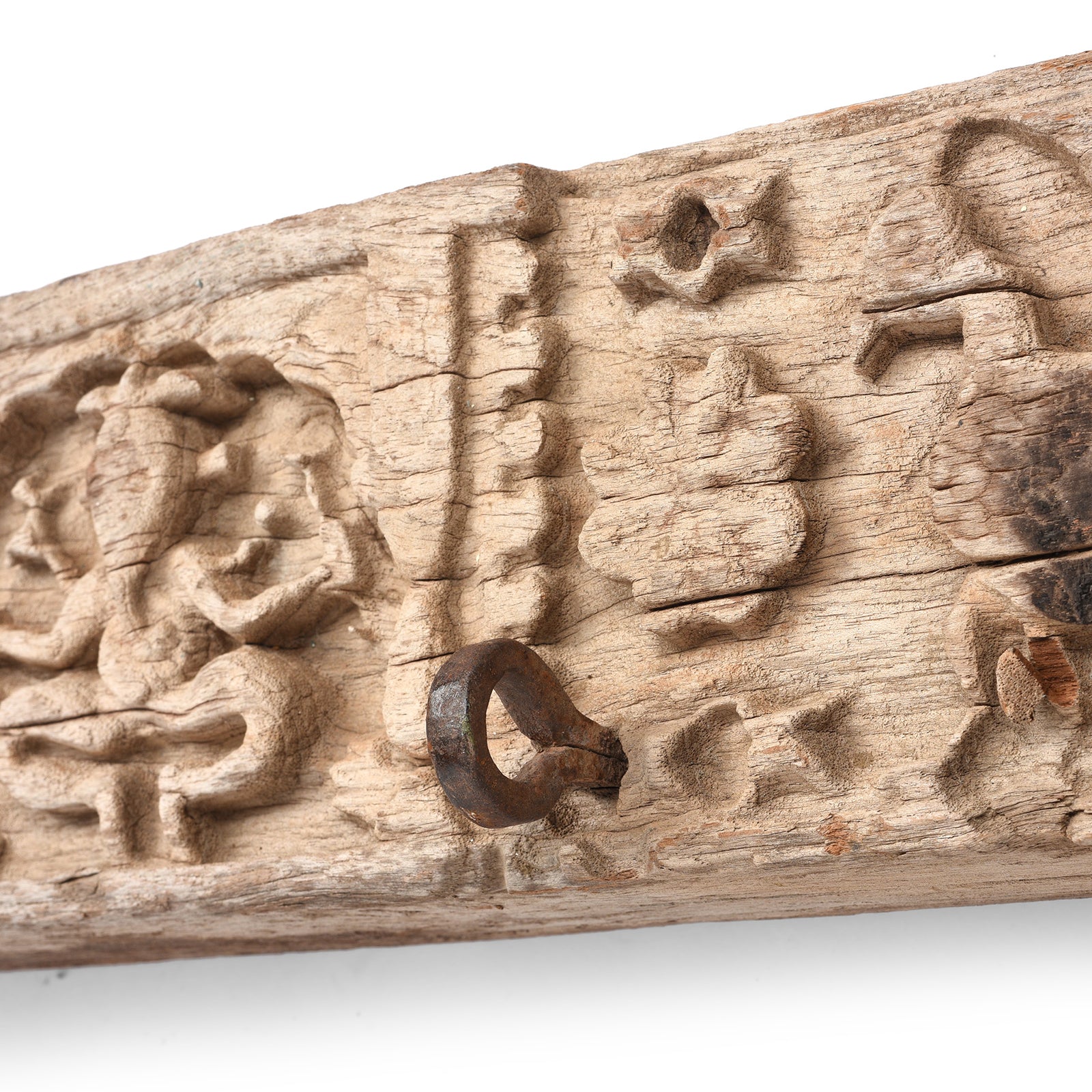 Carved Teak Lintel Panel From Kutch - 19th Century